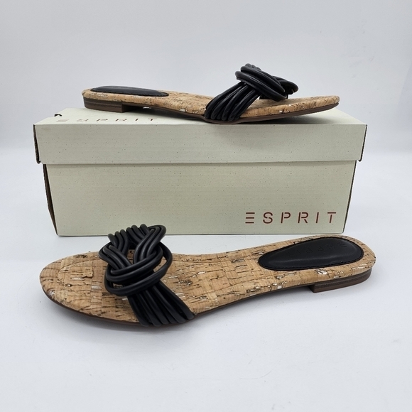 Esprit Womens Katelyn Sandal Faux Leather Flip Flop Flat Slip On Black 10 M - Picture 8 of 12
